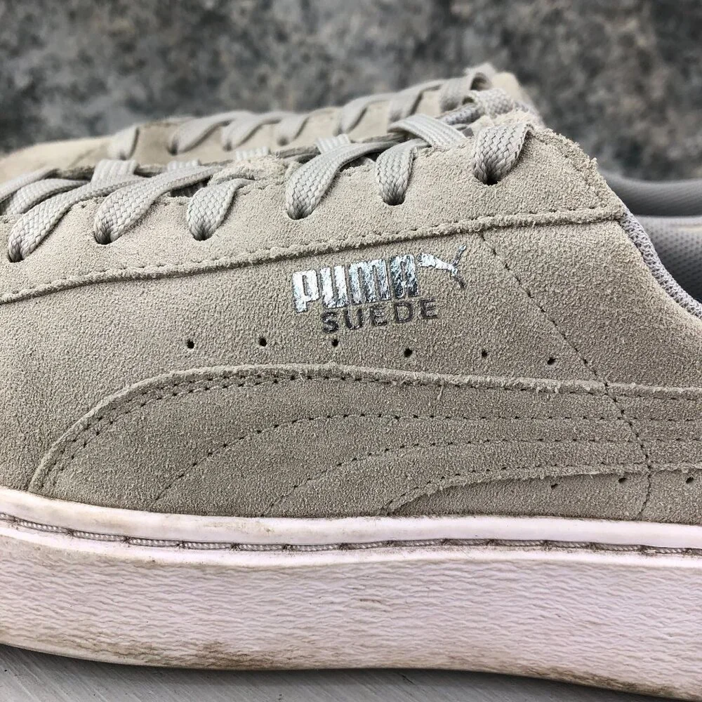 Puma Women's Size 7 Trace Grey Suede Low Top Platform Casual Sneakers 365691-01